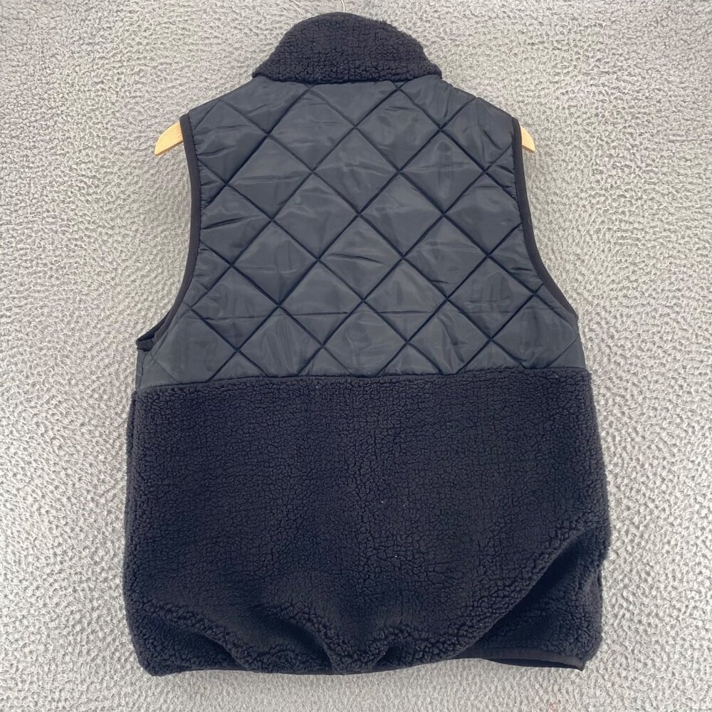 Keren Hart Vest Womens Medium Black Puffer Coat Fleece Pockets Full Zip Mockneck - Picture 3 of 10